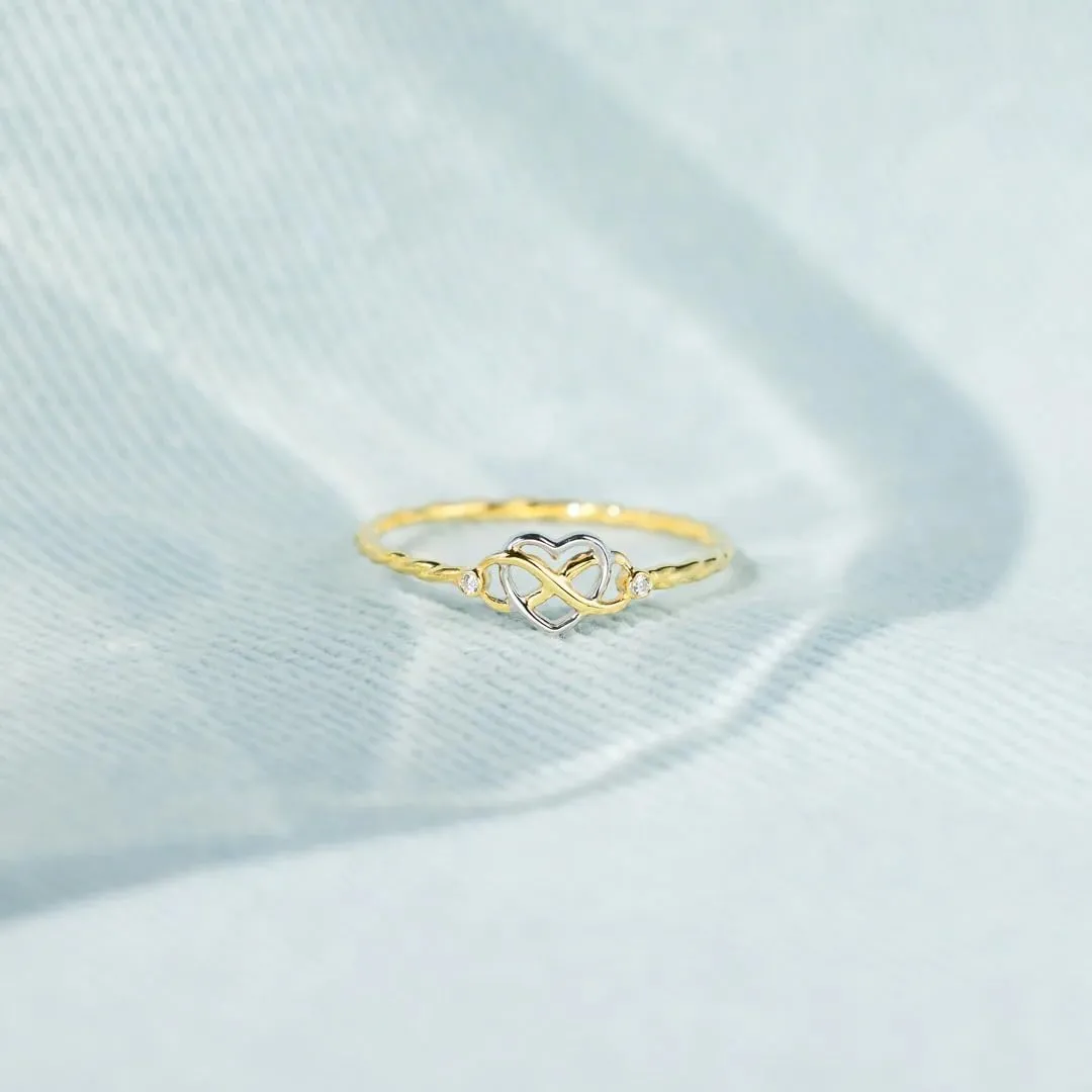 925 Sterling Silver Heart Infinity Knot Rings for Women Mother Daughter Friendship Ring 14K Gold Plated CZ Promise Rings for Her Jewelry Birthday Graduation Gifts