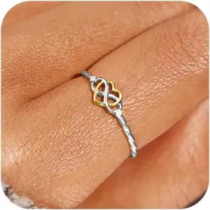 925 Sterling Silver Heart Infinity Knot Rings for Women Mother Daughter Friendship Ring 14K Gold Plated CZ Promise Rings for Her Jewelry Birthday Graduation Gifts