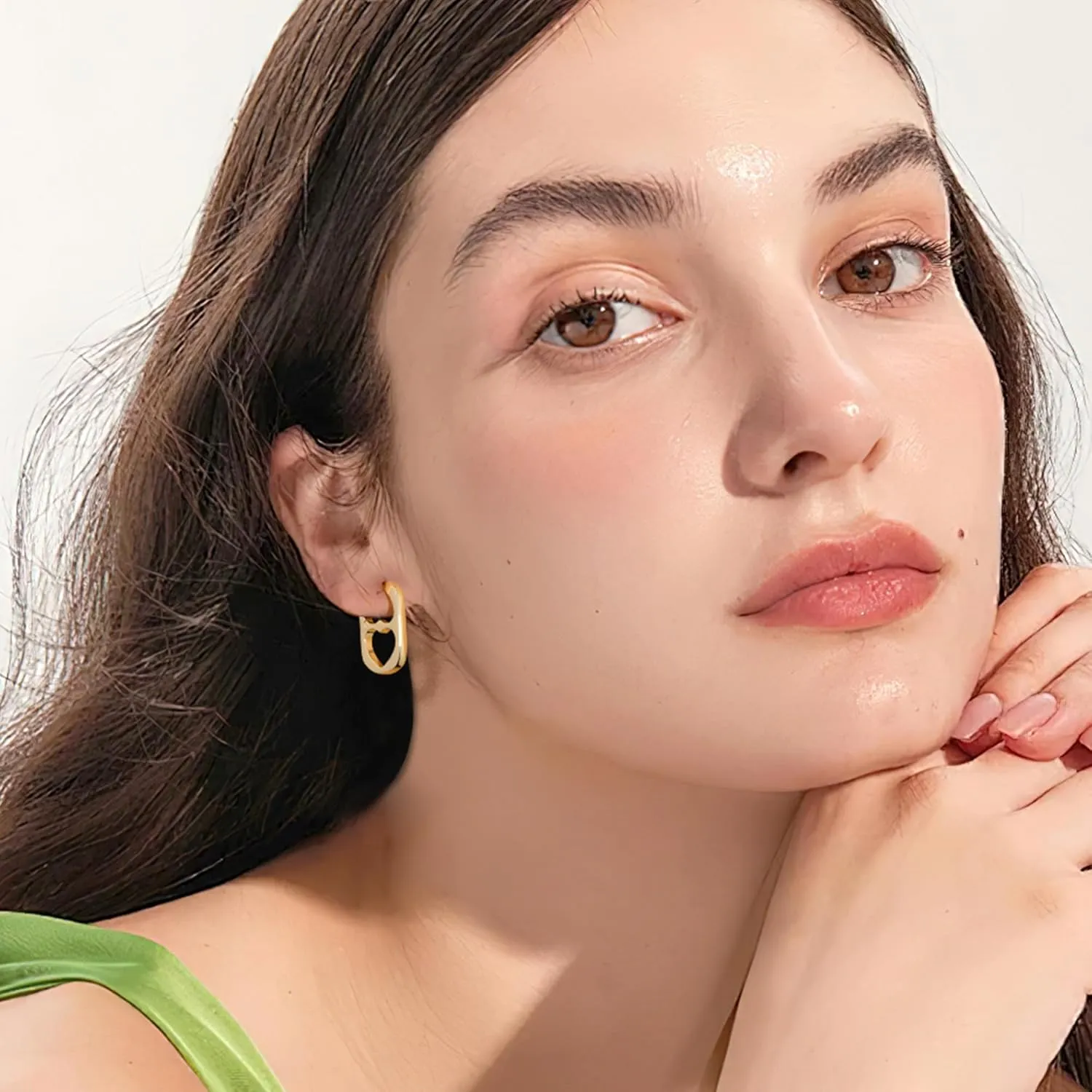 925 Sterling Silver Heart Rectangle Hoop Earrings for Women Trendy Geometric S925 Hypoallergenic Oval Earring 14K Gold Plated Square Huggie Hoops Earings Valentine Jewelry Gifts