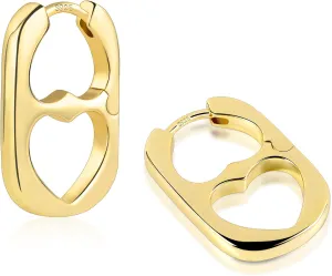 925 Sterling Silver Heart Rectangle Hoop Earrings for Women Trendy Geometric S925 Hypoallergenic Oval Earring 14K Gold Plated Square Huggie Hoops Earings Valentine Jewelry Gifts