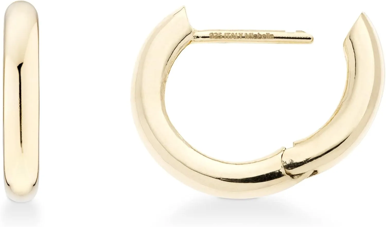 925 Sterling Silver or 18K Gold Plated 2.5mm High Polished Lightweight Small Huggie Hoop Earrings for Women/Made in Italy