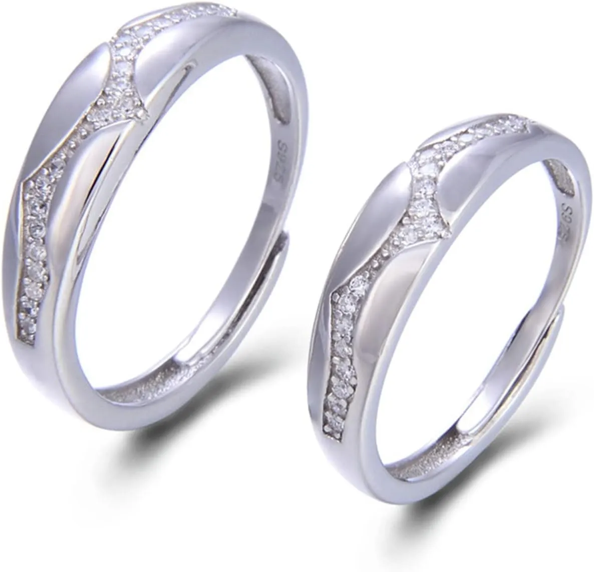 925 Sterling Silver Rings, Couple Rings Set Eternity Love Pattern Valentine's Day Gift Ring