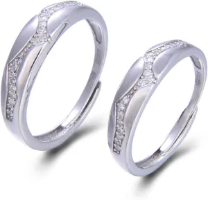 925 Sterling Silver Rings, Couple Rings Set Eternity Love Pattern Valentine's Day Gift Ring