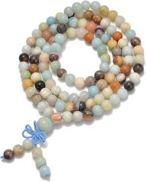 AD Beads 6mm Natural Healing Gemstones Buddhist 108 Prayer Mala Stretchy Bracelet Necklace