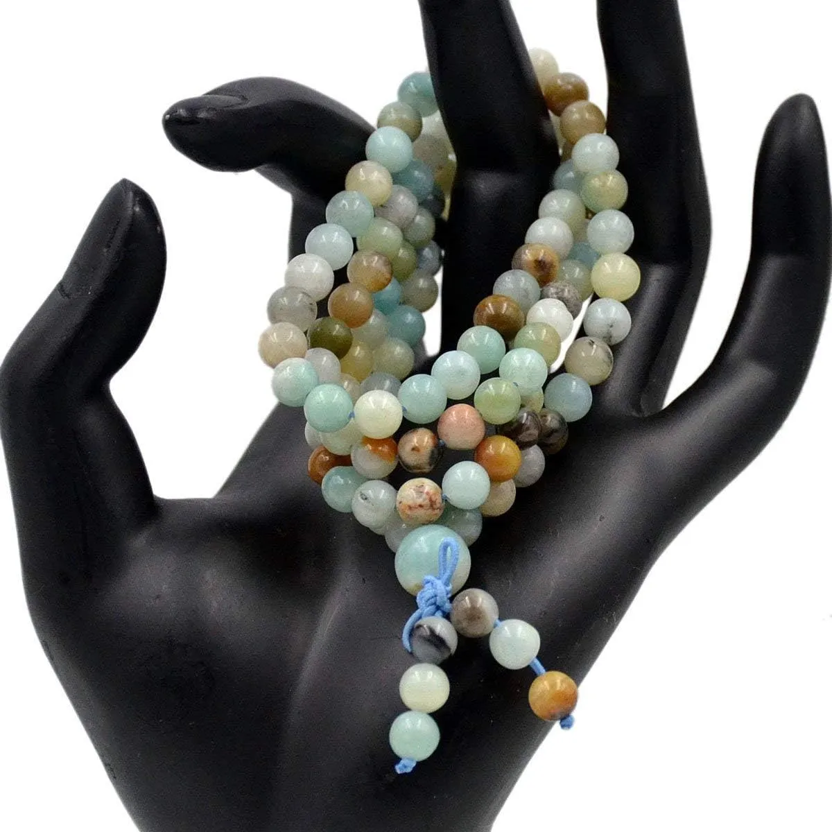 AD Beads 6mm Natural Healing Gemstones Buddhist 108 Prayer Mala Stretchy Bracelet Necklace