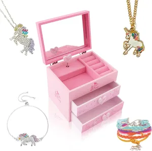 Agitation Unicorn Princess Wooden Musical Jewelry Box - Unicorn Gifts for Girls (Pink Unicorn3)