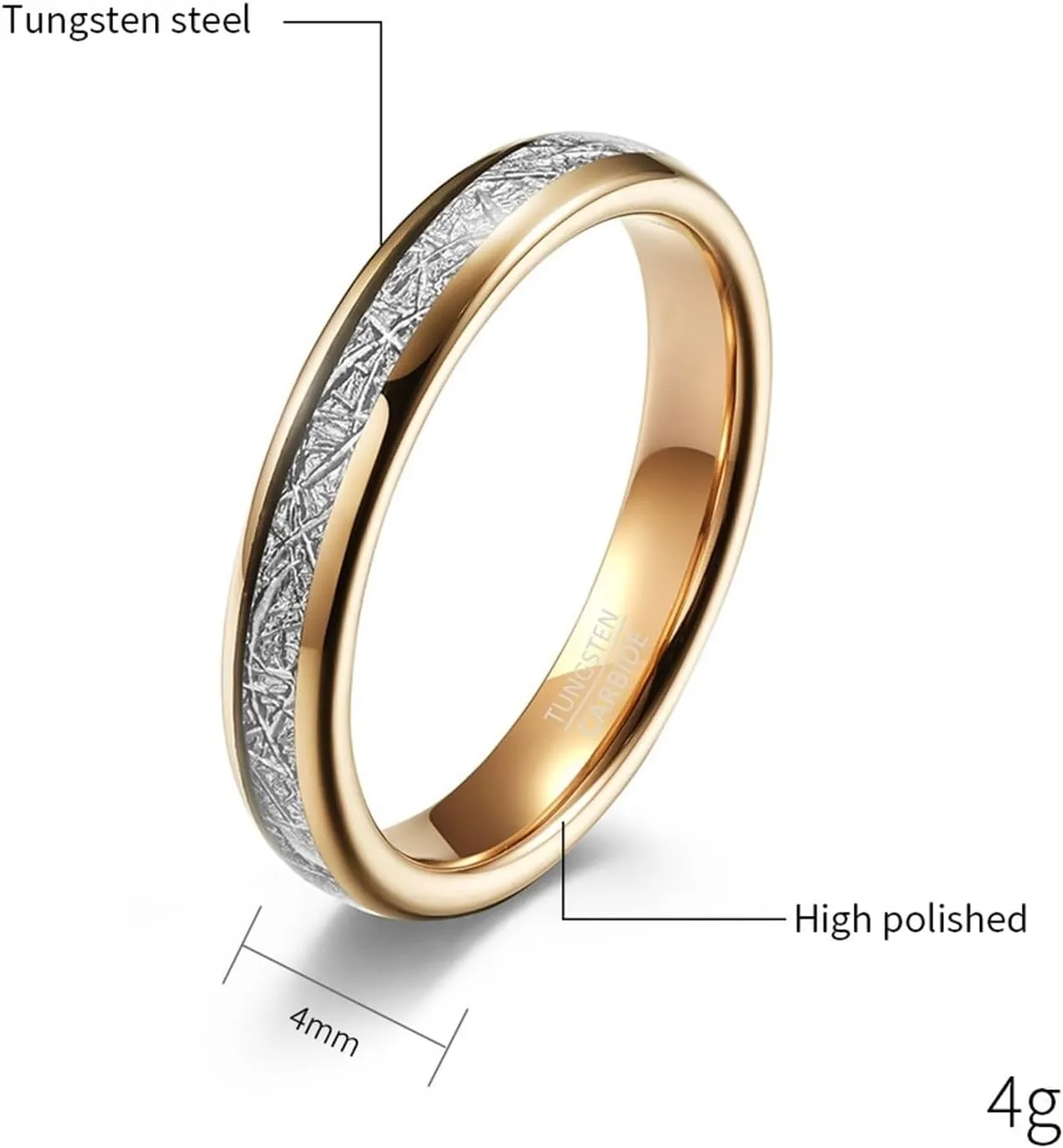 Aienid Wedding Rings Lesbian, Tungsten Ring for Women 2PCS 4mm 6mm Rose Gold Ring Inlay Metal Couple Band for Mother's Day