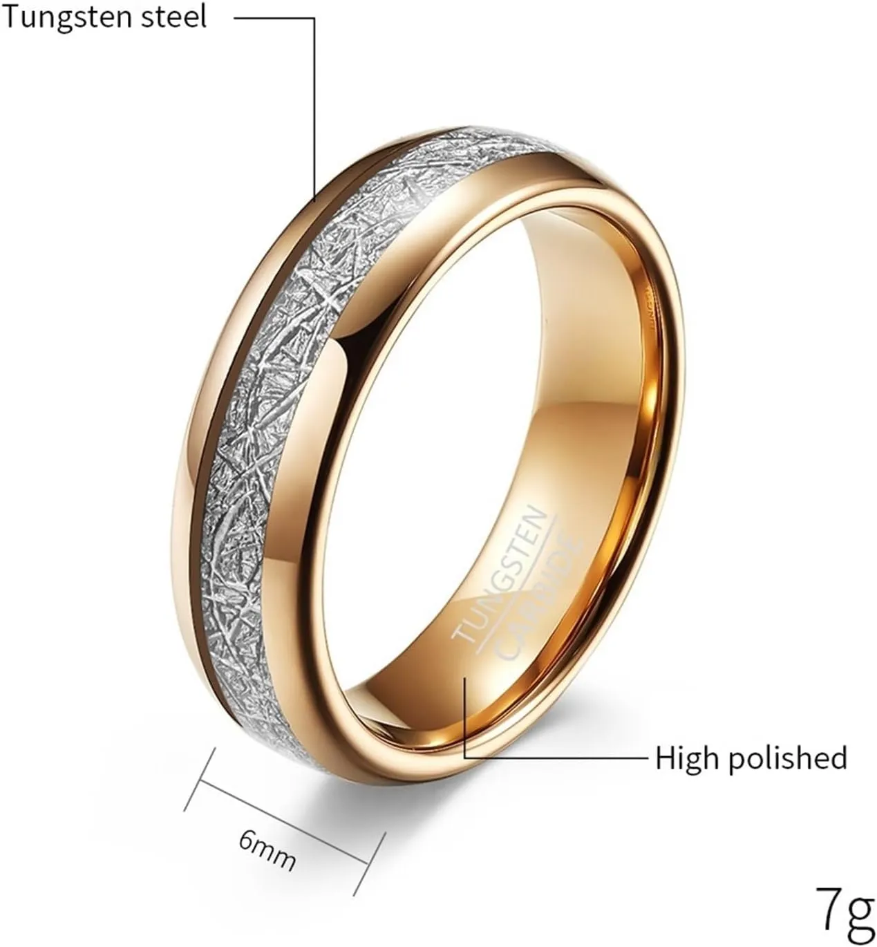 Aienid Wedding Rings Lesbian, Tungsten Ring for Women 2PCS 4mm 6mm Rose Gold Ring Inlay Metal Couple Band for Mother's Day