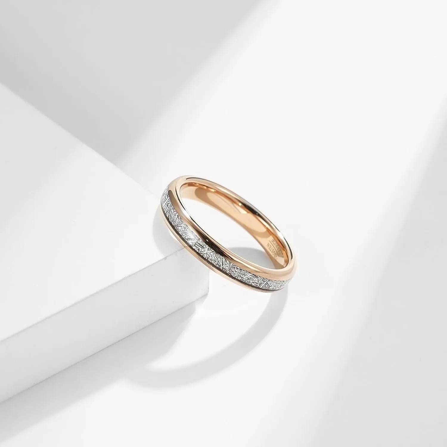 Aienid Wedding Rings Lesbian, Tungsten Ring for Women 2PCS 4mm 6mm Rose Gold Ring Inlay Metal Couple Band for Mother's Day