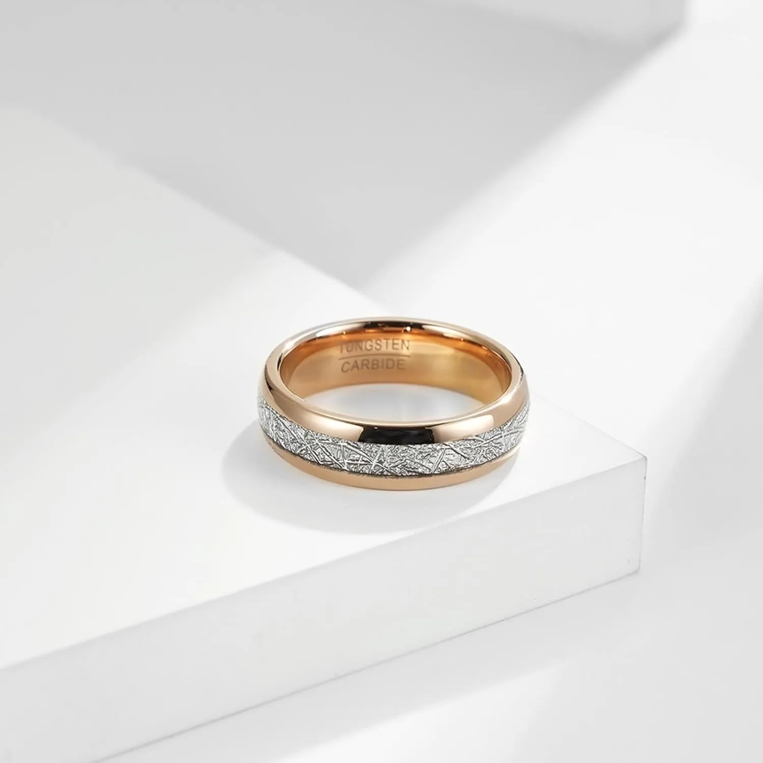 Aienid Wedding Rings Lesbian, Tungsten Ring for Women 2PCS 4mm 6mm Rose Gold Ring Inlay Metal Couple Band for Mother's Day
