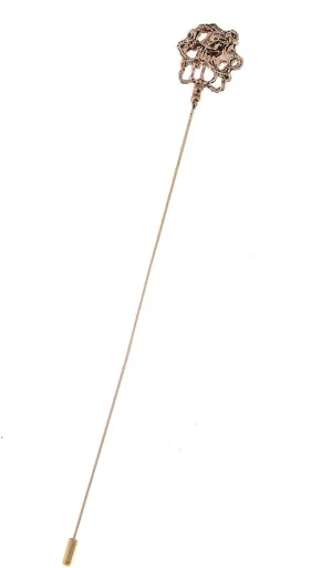 Alilang Retro Golden Hat Pin Hollow Out Design Long Stick Pin Vintage Tribal Style Brooch Fashion Accessories