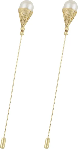 Alilang Vintage Hat Pin 5 inch Long Handle Golden Tone Lapel Pins Tie Scarf Brooch Jewelry Accessories Pack of 2/3/5