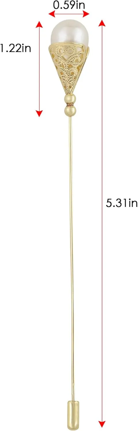 Alilang Vintage Hat Pin 5 inch Long Handle Golden Tone Lapel Pins Tie Scarf Brooch Jewelry Accessories Pack of 2/3/5