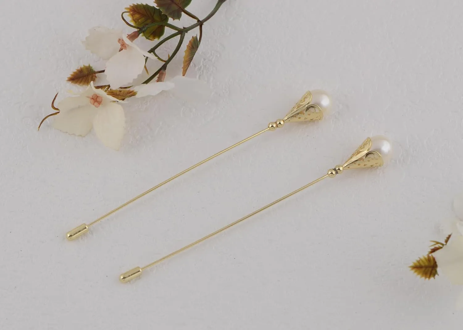 Alilang Vintage Hat Pin 5 inch Long Handle Golden Tone Lapel Pins Tie Scarf Brooch Jewelry Accessories Pack of 2/3/5