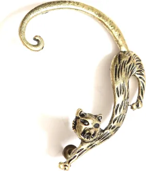 Alley Cat Earring Ear Cuff Metal Wrap Kitty Gold Tone CB27 Kitten Animal Fashion Jewelry