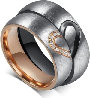 Amazing Titanium Stainless Steel We Love Each Other Wedding Band Set Anniversary/Engagement/Promise/Couple Ring Best Gift! (Lady's Ring: Size 5.5)