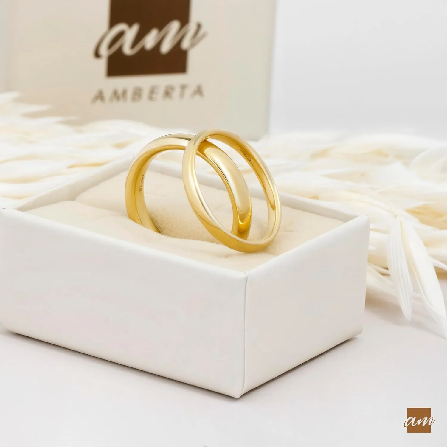 Amberta Wedding Ring for Women in Gold Plated 925 Sterling Silver | Mens Wedding Ring | Gold Wedding Rings | Gold Wedding Band