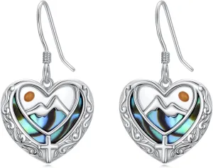 AOBOCO Mustard Seed Cross Earrings Sterling Silver Faith Mountain Dangle Dangling Earrings Heart Christian Religious Jewelry for Women