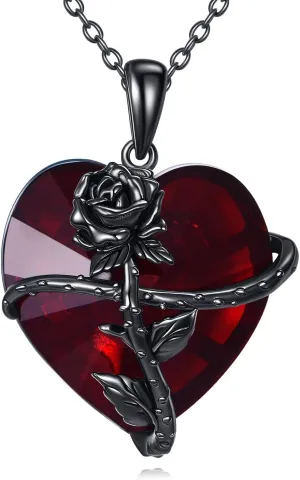 AOBOCO Sterling Silver Heart Urn Necklace for Ashes Womens Rose Cremation Jewelry