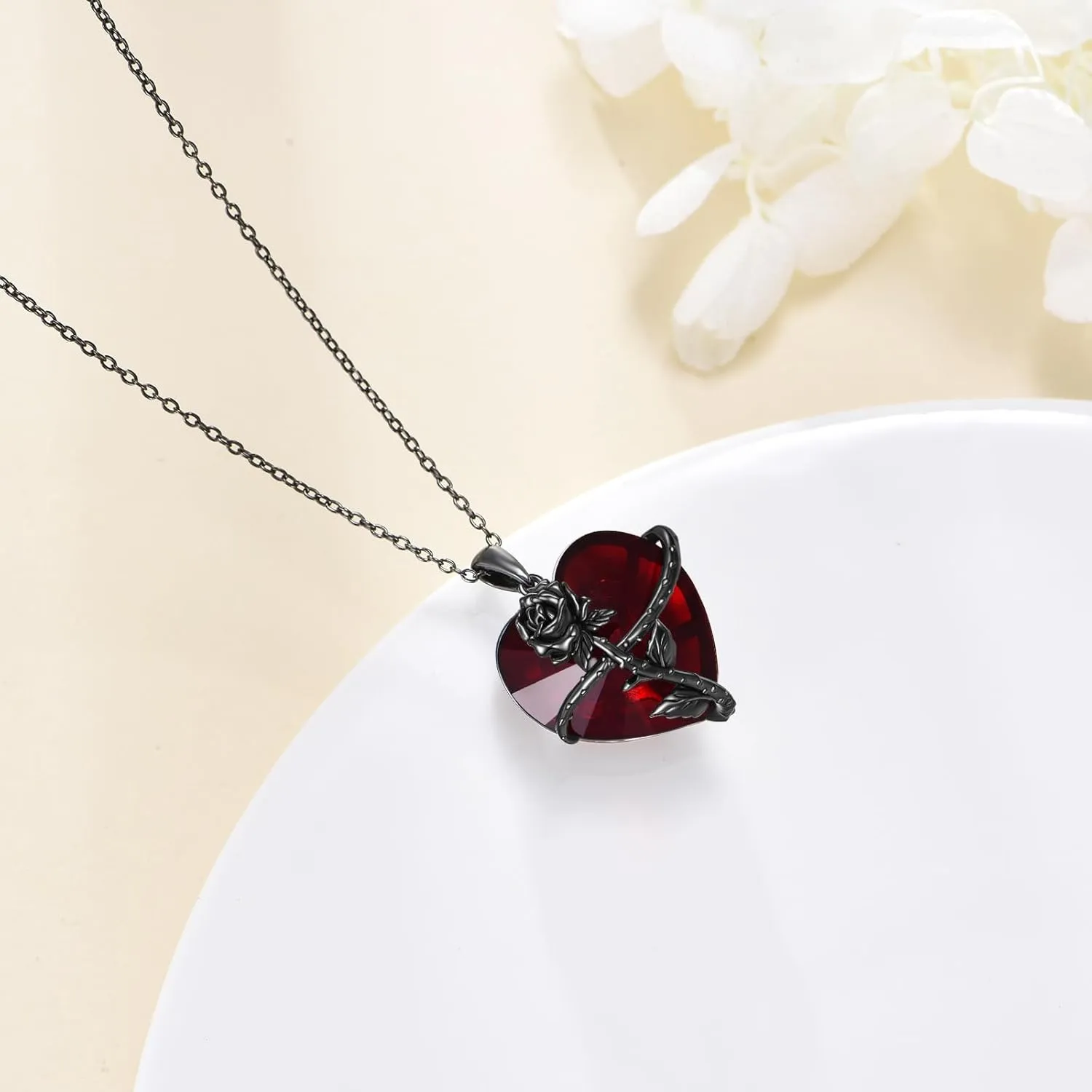 AOBOCO Sterling Silver Heart Urn Necklace for Ashes Womens Rose Cremation Jewelry