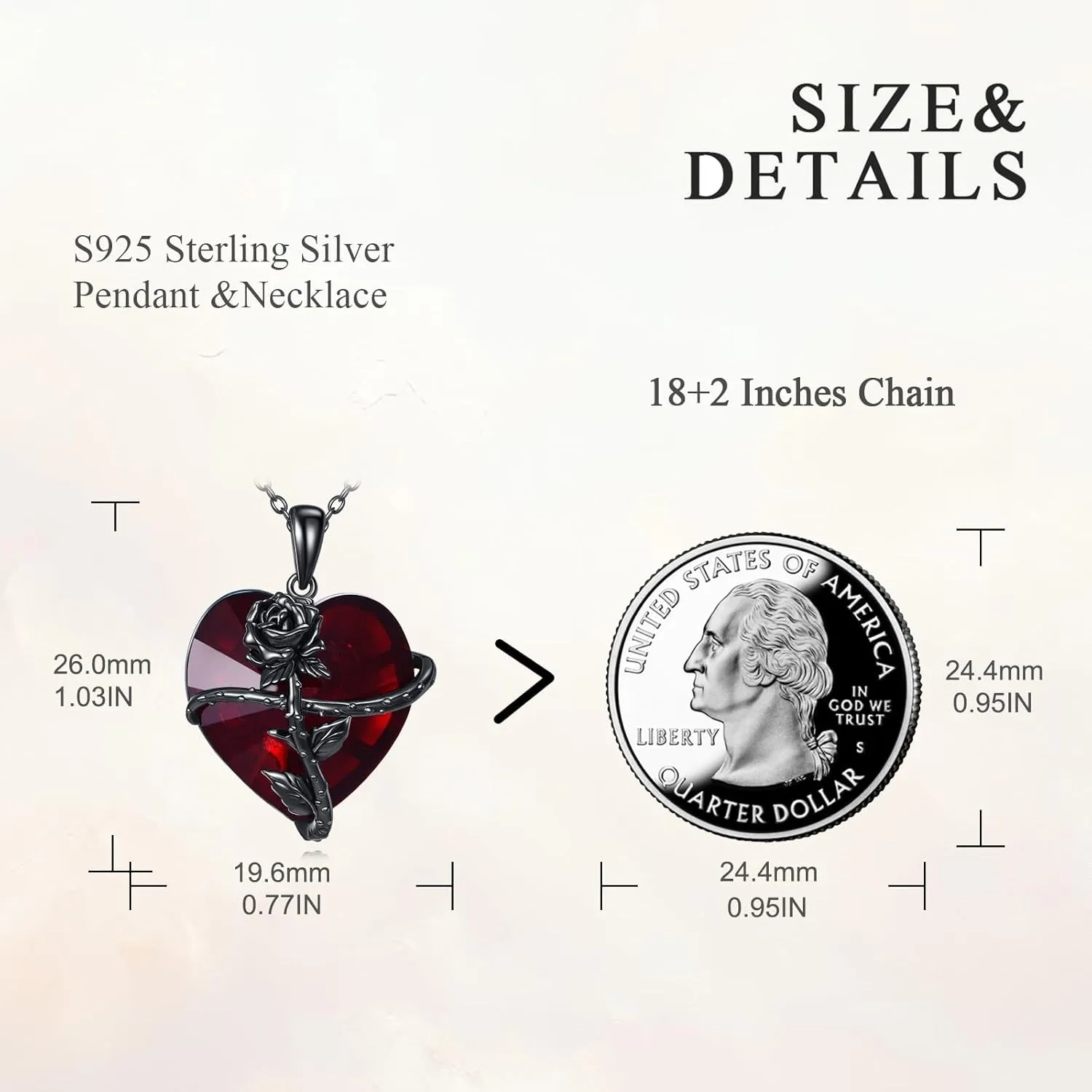AOBOCO Sterling Silver Heart Urn Necklace for Ashes Womens Rose Cremation Jewelry