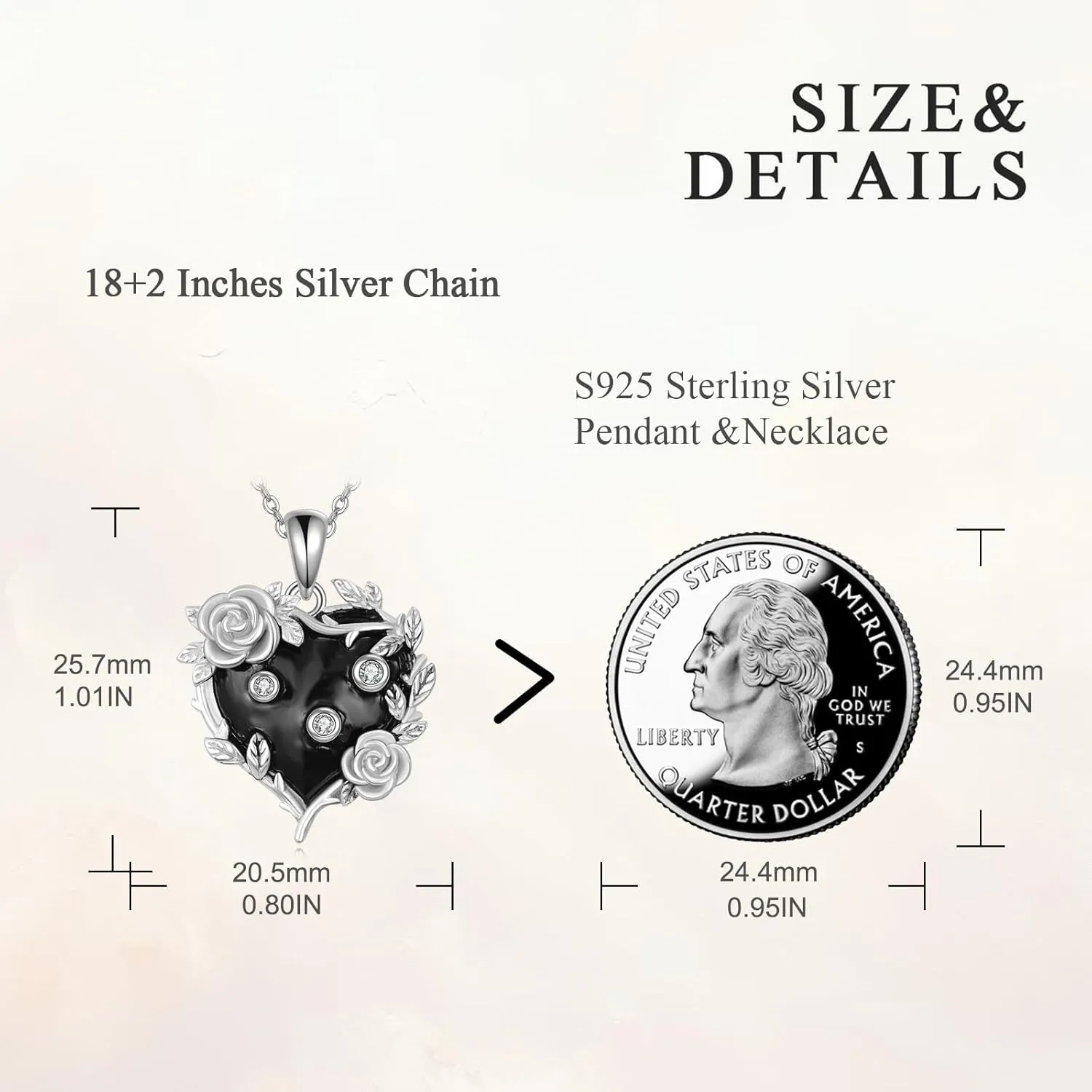 AOBOCO Sterling Silver Heart Urn Necklace for Ashes Womens Rose Cremation Jewelry