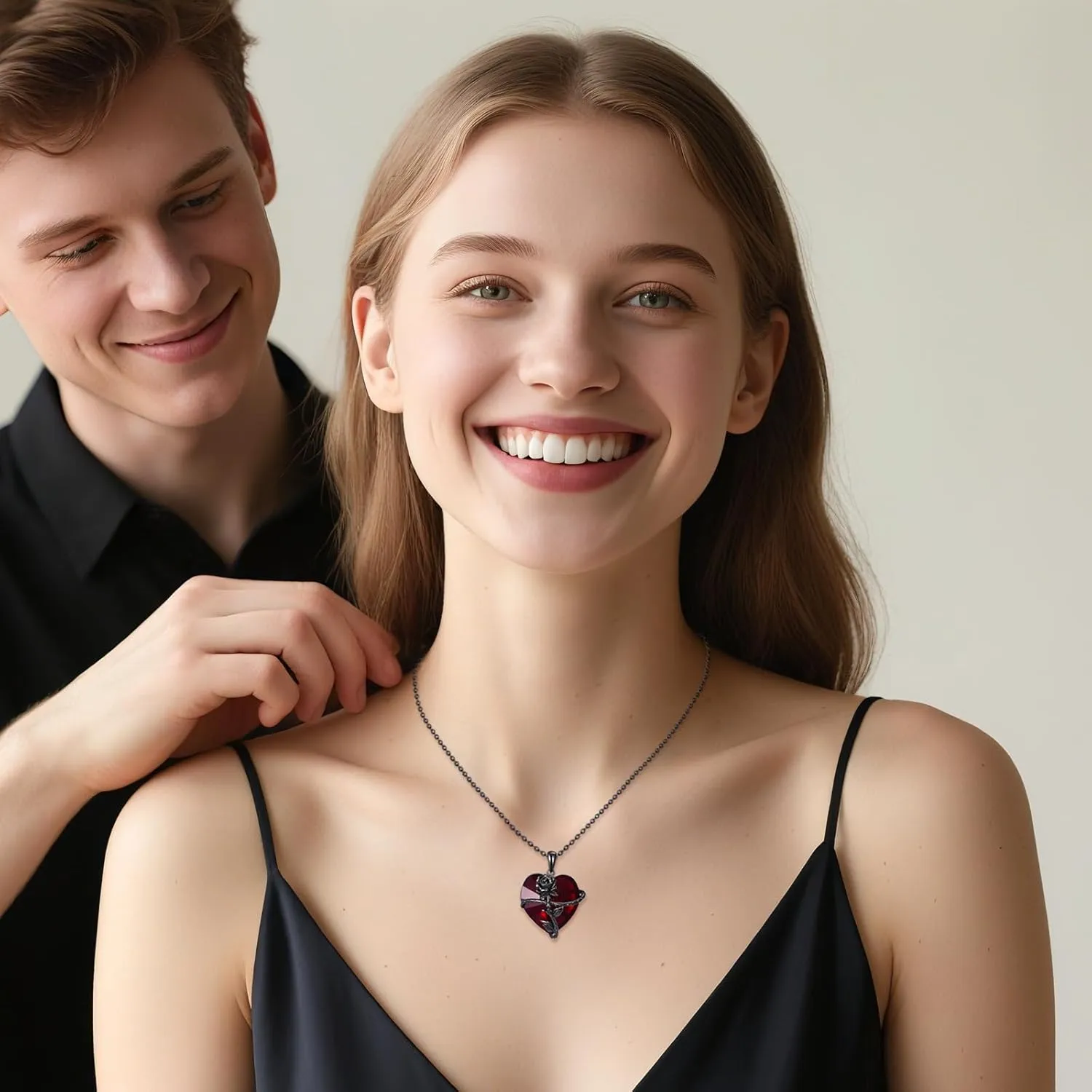 AOBOCO Sterling Silver Heart Urn Necklace for Ashes Womens Rose Cremation Jewelry