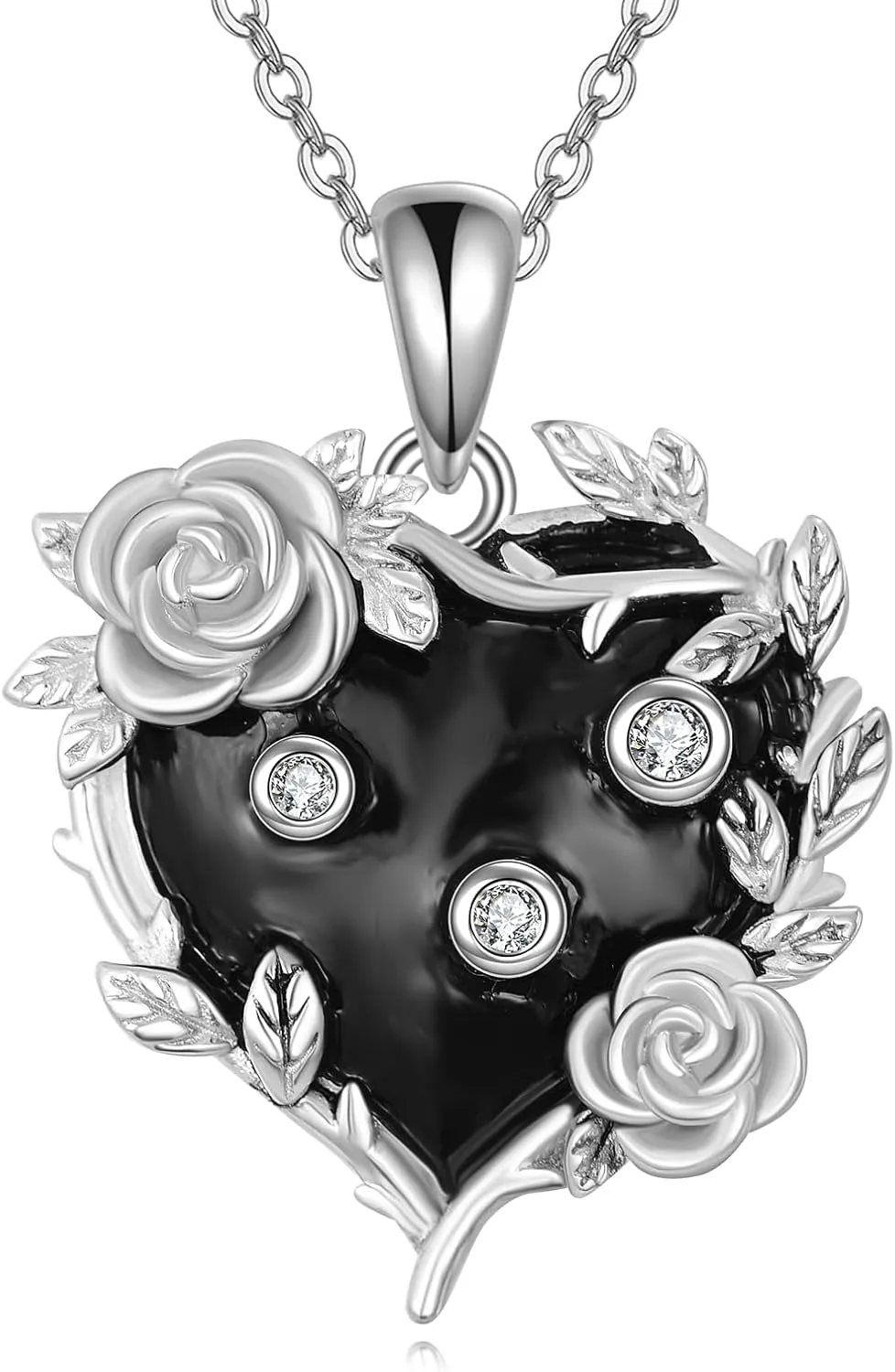 AOBOCO Sterling Silver Heart Urn Necklace for Ashes Womens Rose Cremation Jewelry