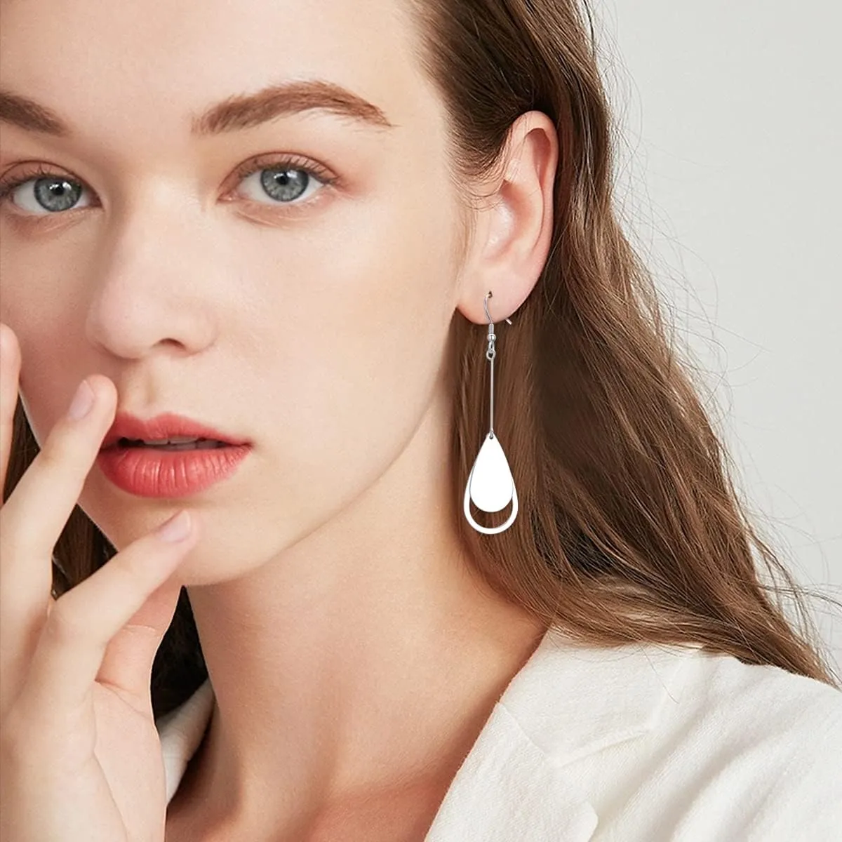 AXELUNA Teardrop Earrings 925 Sterling Silver Abalone Shell/Moonstone Drop Dangle Earrings For Women Her Girls Jewelry Gifts Hook Drop Earrings