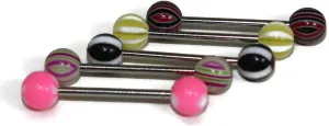 Barbell Tongue Ring with Acrylic Colored Balls Body Jewelry