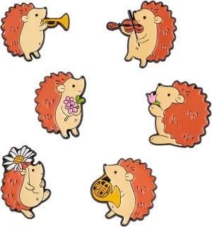 BEEFLYING 6 Pcs Hedgehog Enamel Pin Cute Animal Alloy Brooch Alloy Enamel Brooch for Backpack Clothes Hat Party Decoration