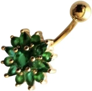 Belly Button Ring Belly Button Piercing Surgical Steel Belly Rings Navel Rings Piercing Jewelry (Green)