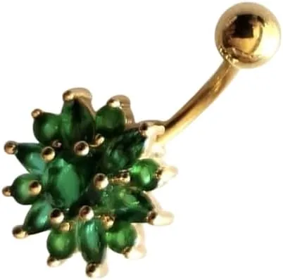 Belly Button Ring Belly Button Piercing Surgical Steel Belly Rings Navel Rings Piercing Jewelry (Green)