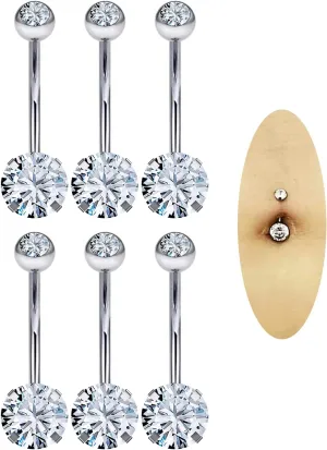 Belly Button Ring Surgical Steel 14 Gauge Belly Button Rings,14mm Belly Button Rings,Silver Belly Ring,Diamond Belly Button Rings,Pregnancy Belly Piercing for Women Body Piercing Jewelry