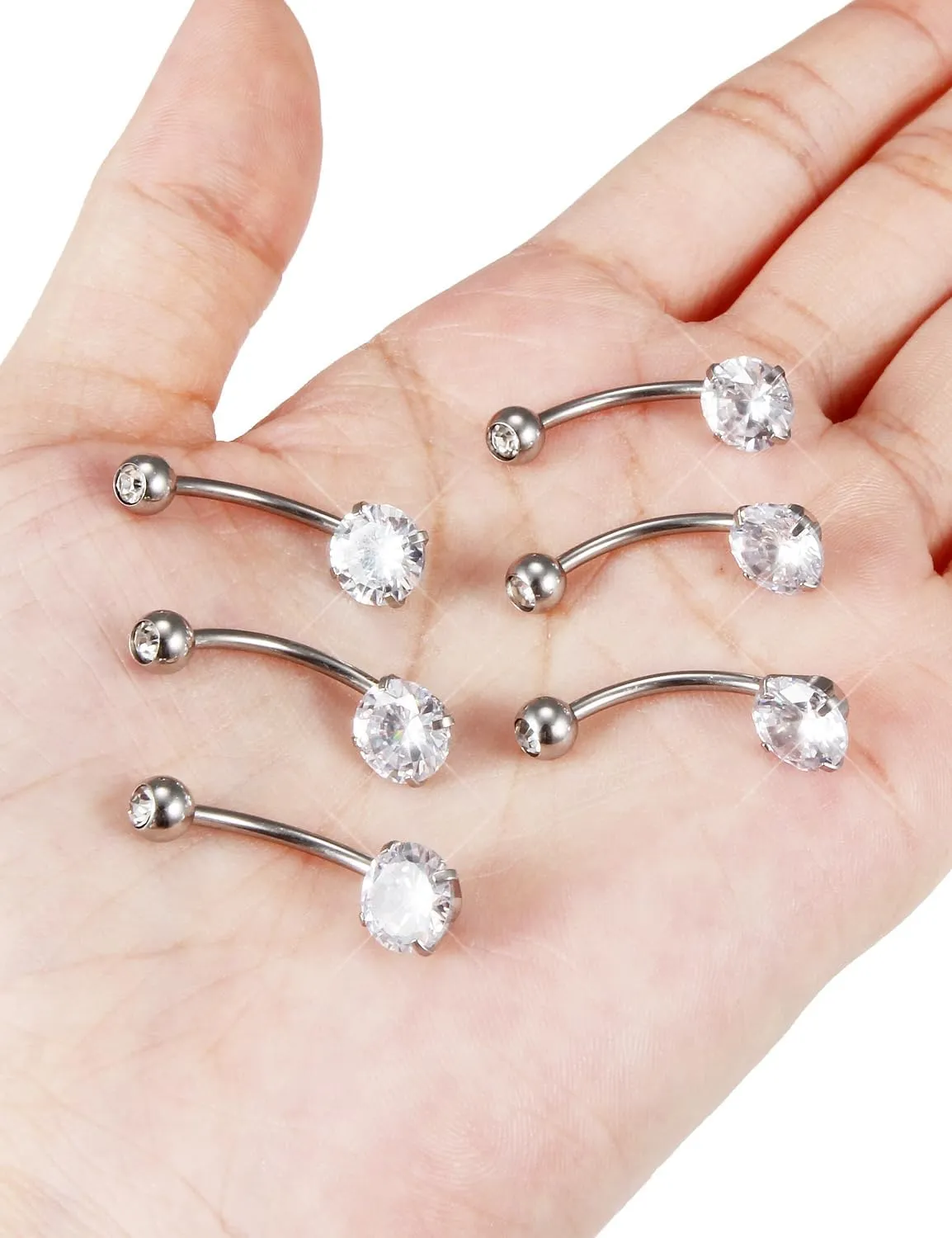 Belly Button Ring Surgical Steel 14 Gauge Belly Button Rings,14mm Belly Button Rings,Silver Belly Ring,Diamond Belly Button Rings,Pregnancy Belly Piercing for Women Body Piercing Jewelry