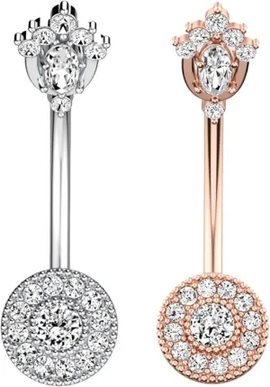 Belly Rings for Women Stainless Steel, 2Pcs Navel Rings for Women Beach Cubic Zirconia Studs 14G Belly Button Rings Sexy
