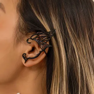 BETHYNAS Gothic Elf Earring Metal Retro Simple Earring Butterfly Wings Stud Earring Cosplay Ear Wraps Statement Jewelry for Teen Girls Womens