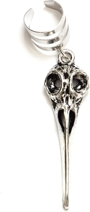 Bird Skull Ear Cuff Wrap Silver Tone Dangling Crow Skeleton Earring CD29 Fashion Jewelry