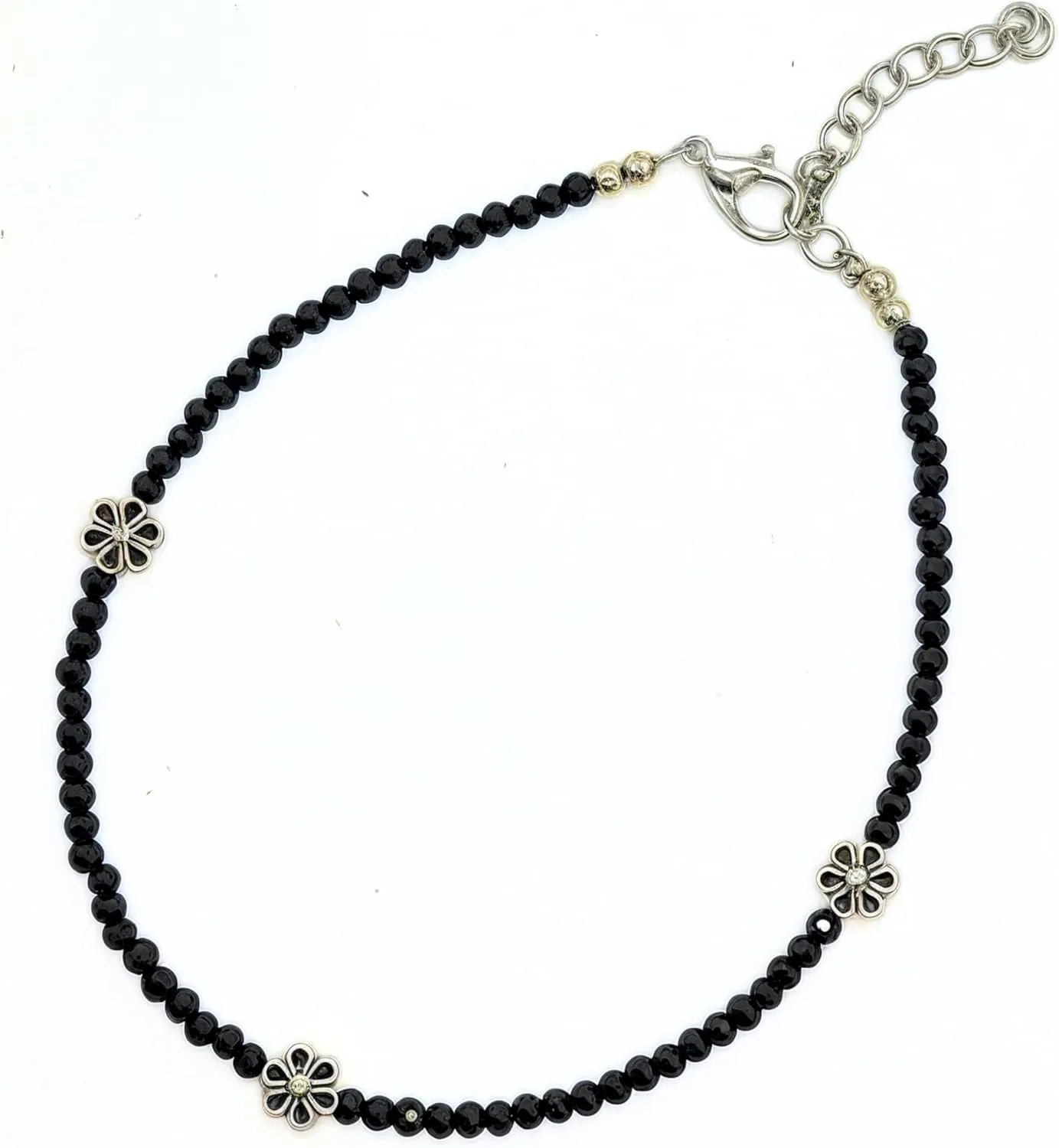 Black Bead Crystal Charm Anklet Bracelet Handmade Simple Summer Beach Waterproof Ankle Foot Chain Bracelets for Women Minimalist Jewelry-Adjustable