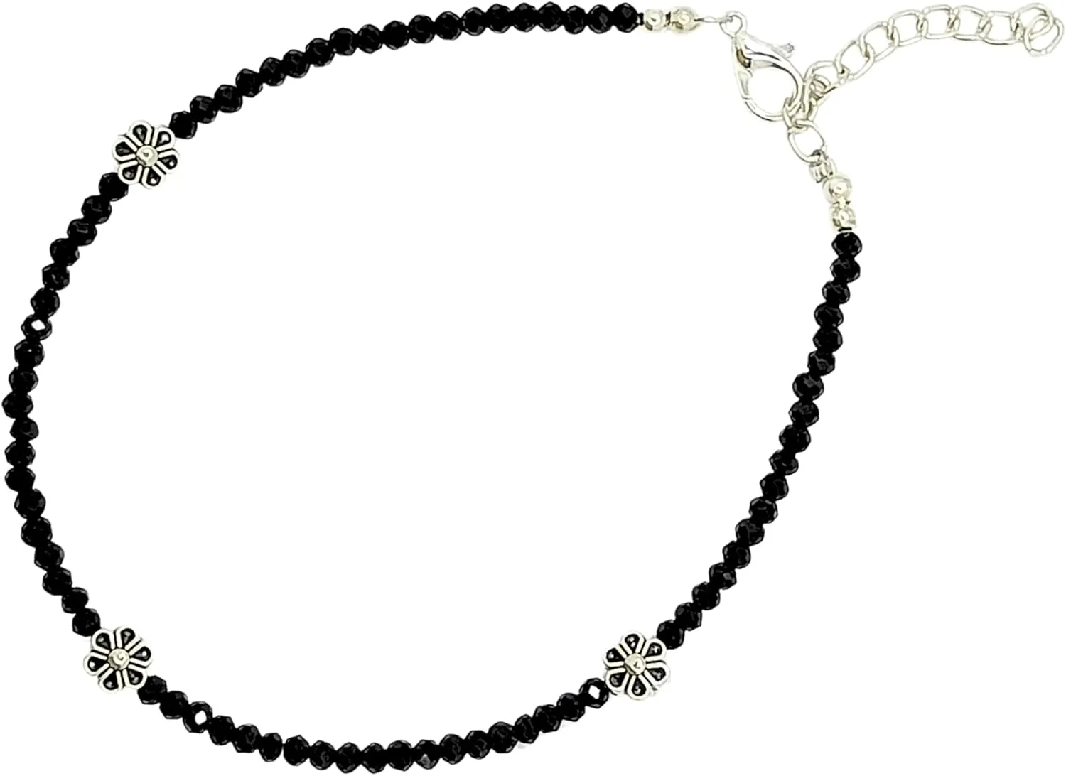 Black Bead Crystal Charm Anklet Bracelet Handmade Simple Summer Beach Waterproof Ankle Foot Chain Bracelets for Women Minimalist Jewelry-Adjustable