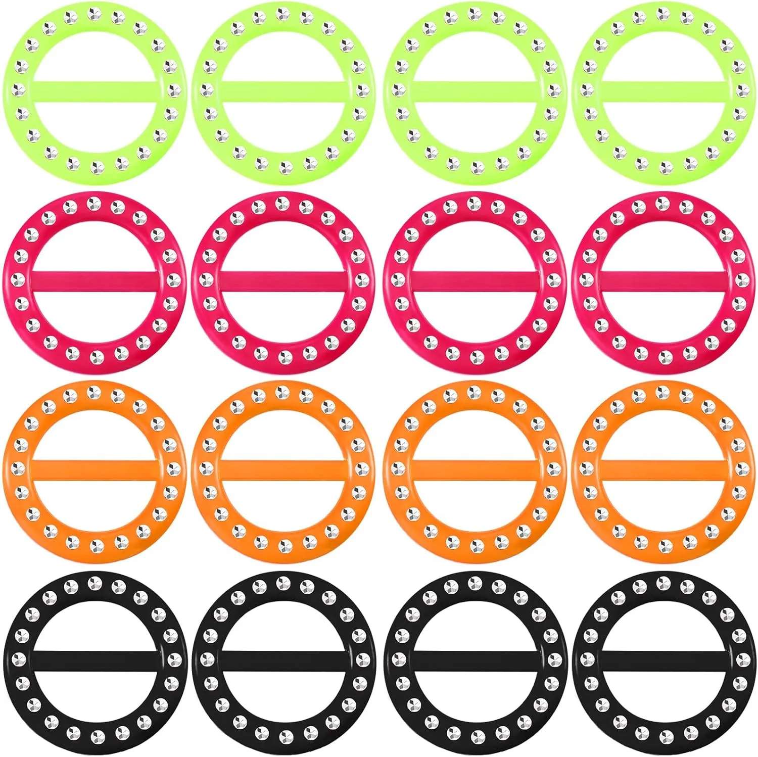 Boao 16 Pcs Tee Shirt Clips Plastic Round Tie Clips Scarf Ring for Women 80s Accessories, 2.2 Inch, 4 Colors