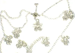 Body Accentz Belly Button Ring Navel Body Jewelry Dangle Waist Chain 14 Gauge Bow