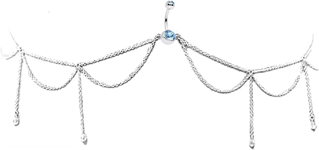 Body Accentz Belly Button Ring Navel Body Jewelry Dangle Waist Chain 14 Gauge