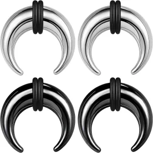 BodyAce 2Pairs C Shape Ear Taper Kit, 2-12G Buffalo Septum Pincher Tapers Nose Rings, Black Stretching Ear Expanded Septum Rings with O-Rings
