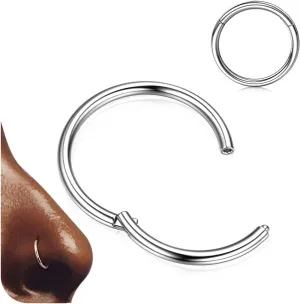 BodyBonita 1Pcs G23 Titanium Nose Rings Hoops for Women 20/18/16G Septum Rings Nose Piercings Jewelry Lip Conch Helix