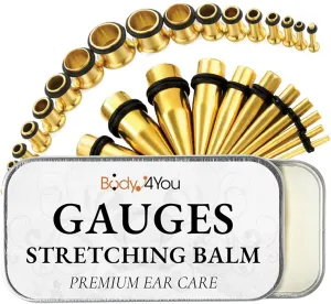BodyJ4You 37PC Ear Stretching Kit - Beginner Gauges 14G-00G Starter Set - Aftercare Balm Wax - Steel Tapers Single Flare Plugs Tunnels - Women Eyelet Mens Earrings Expander Piercing Jewelry