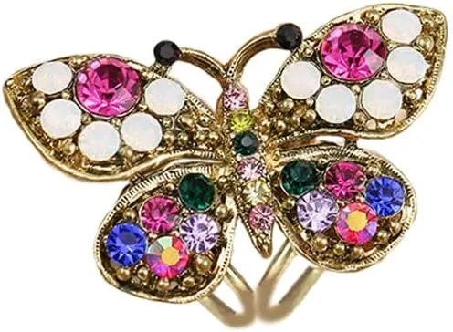 Butterfly CZ Silk Scarf Ring Clip for Women Slide T-shirt Tie Clips Clothing Cape Ring Wrap Holder Fashion Vintage Animal Clip Belt Buckle Jewelry Gift