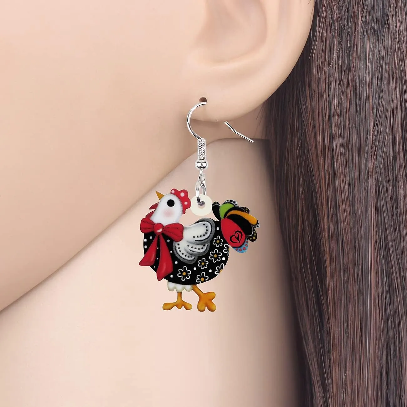 Cartoon Hen Chicken Earrings Dangle Anime Farm Animals Jewelry Acrylic Statement Gifts for Women Creative Charms