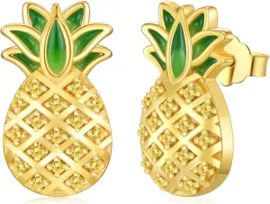 Cherry/Pineapple Earrings 925 Sterling Silver Pineapple/Cherry Earring Hypoallergenic Fruit Earrings Jewelry Birthday Gifts for Women Mom Girlfriends