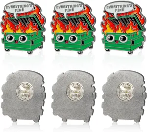 CHURYUML 6Pcs Emotional Dumpster Fire Enamel Pins Set - Funny Everything is Fine Brooch Pins, Cute Button Pin for Backpacks Clothes Hats Bags Motivational Dumpster Fire Gifts for Women & Men